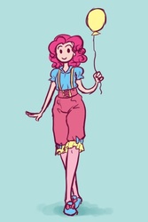 Size: 500x750 | Tagged: safe, artist:artbydana, pinkie pie, human, g4, balloon, female, humanized, solo, suspenders