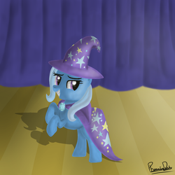 Size: 1400x1400 | Tagged: safe, artist:phoenixdash, trixie, g4, grin, smiling, stage