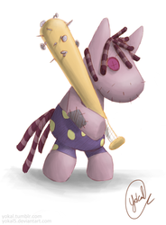 Size: 508x691 | Tagged: safe, artist:yokal5, smarty pants, g4, baseball bat, solo, weapon