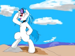 Size: 1089x810 | Tagged: safe, artist:omarshadow, dj pon-3, vinyl scratch, pony, g4, bipedal, chest fluff, female, solo