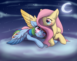 Size: 1000x800 | Tagged: safe, artist:jupecat, fluttershy, rainbow dash, g4, female, lesbian, ship:flutterdash, shipping