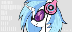 Size: 600x270 | Tagged: safe, artist:ezoisum, dj pon-3, vinyl scratch, pony, g4, female, headphones, solo