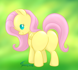 Size: 550x500 | Tagged: safe, artist:furreon, fluttershy, pegasus, pony, g4, baby, baby pony, babyshy, butt, featureless crotch, female, filly, filly fluttershy, foal, plot, solo, younger