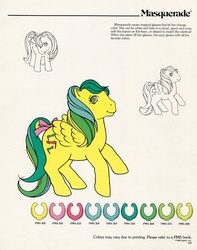 Size: 717x908 | Tagged: safe, masquerade (g1), pegasus, pony, twinkle eyed pony, g1, official, concept art, female, hasbro, mare, reference sheet