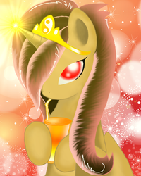 Size: 584x730 | Tagged: safe, artist:princess amity, oc, oc only, alicorn, pony, alicorn oc, magic, milkshake, tiara, yin-yang