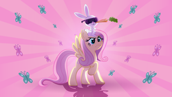 Size: 14650x8283 | Tagged: safe, artist:discorded, angel bunny, fluttershy, g4, absurd resolution, carrot, show accurate, sunglasses