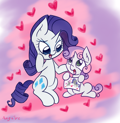 Size: 841x857 | Tagged: safe, artist:anggrc, rarity, sweetie belle, g4, drawing