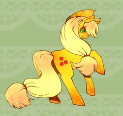 Size: 660x620 | Tagged: safe, artist:ryama, applejack, earth pony, pony, g4, female, pixiv, raised hoof, solo