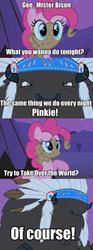 Size: 553x1487 | Tagged: safe, pinkie pie, g4, m. bison, nostalgia critic, pinky and the brain, street fighter, street fighter: the movie