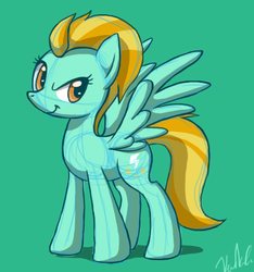Size: 508x543 | Tagged: safe, artist:sanraia, lightning dust, pegasus, pony, g4, cute, dustabetes, female, green background, signature, simple background, sketch, solo