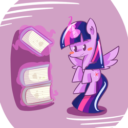 Size: 1000x1000 | Tagged: safe, artist:kty159, twilight sparkle, alicorn, pony, g4, book, chibi, female, magic, solo, twilight sparkle (alicorn)