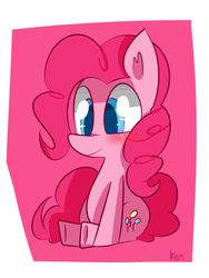 Size: 1200x1600 | Tagged: safe, artist:kty159, pinkie pie, earth pony, pony, g4, abstract background, female, mare, signature, sitting, solo, underhoof