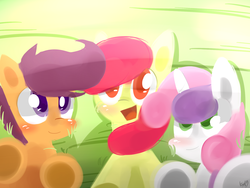 Size: 1600x1200 | Tagged: safe, artist:kty159, apple bloom, scootaloo, sweetie belle, g4, cutie mark crusaders