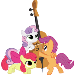 Size: 6434x6558 | Tagged: safe, artist:lykas13, apple bloom, scootaloo, sweetie belle, earth pony, pegasus, pony, unicorn, g4, absurd resolution, bipedal, cello, cutie mark crusaders, musical instrument, simple background, transparent background, vector