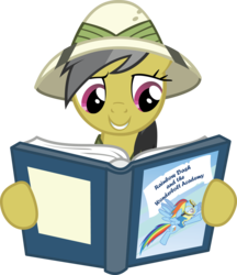 Size: 3866x4468 | Tagged: safe, artist:lykas13, daring do, rainbow dash, g4, book, reading, role reversal, simple background, transparent background, vector