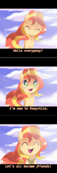 Size: 900x2700 | Tagged: dead source, safe, artist:loyaldis, sunset shimmer, pony, unicorn, g4, ^^, comic, cute, doubly hilarious in hindsight, eyes closed, female, heart eyes, hilarious in hindsight, mare, open mouth, open smile, shimmerbetes, smiling, solo, unshorn fetlocks, wingding eyes