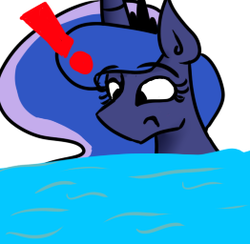 Size: 262x256 | Tagged: safe, princess luna, alicorn, pony, g4, ask, exclamation point, female, mare, simple background, solo, tumblr, water, white background