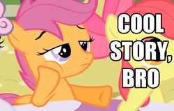 Size: 668x426 | Tagged: safe, scootaloo, g4, cool story bro, image macro