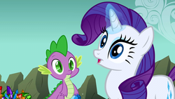 Size: 640x360 | Tagged: safe, screencap, rarity, spike, a dog and pony show, g4