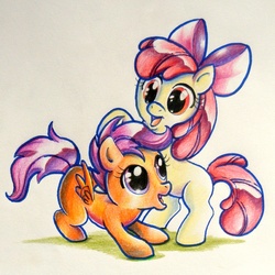 Size: 624x624 | Tagged: safe, artist:pottercreep2nd, apple bloom, scootaloo, g4