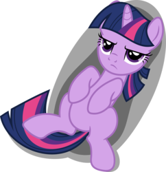 Size: 5792x5980 | Tagged: safe, artist:dewlshock, twilight sparkle, pony, unicorn, double rainboom, g4, absurd resolution, annoyed, belly, disgruntled, female, frown, glare, grumpy, on back, round belly, simple background, solo, transparent background, unicorn twilight, vector