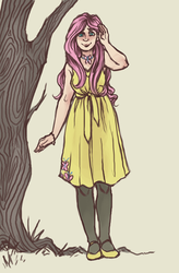 Size: 432x659 | Tagged: safe, artist:cafechan, fluttershy, human, g4, humanized