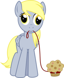 Size: 5000x6125 | Tagged: safe, artist:lightningtumble, derpy hooves, pegasus, pony, g4, absurd resolution, female, leash, mare, muffin, solo