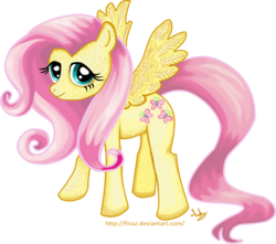 Size: 1100x971 | Tagged: safe, artist:finaz, fluttershy, pegasus, pony, g4, aside glance, female, looking at you, mare, simple background, solo, spread wings, standing, three quarter view, transparent background, wings