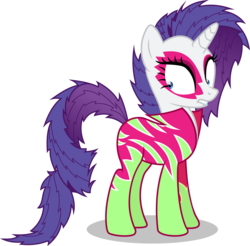 Size: 4470x4396 | Tagged: safe, artist:drewdini, rarity, pony, unicorn, g4, absurd resolution, clothes, clothing theft, costume, female, looking back, show stopper outfits, simple background, solo, transparent background, vector