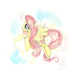 Size: 550x554 | Tagged: safe, artist:amwah, fluttershy, pony, g4, female, solo, traditional art