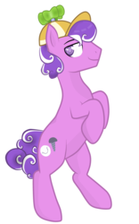 Size: 2000x3200 | Tagged: safe, artist:shark-sheep, screwball, earth pony, pony, g4, bipedal, curveball, female, hat, propeller hat, rule 63, simple background, solo, swirly eyes, transparent background