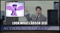 Size: 651x365 | Tagged: safe, twilight sparkle, g4, alicorn drama, image macro, m.a. larson, meme, news, ted