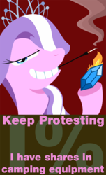 Size: 606x1000 | Tagged: dead source, safe, artist:equestria-election, diamond tiara, earth pony, pony, g4, cigarette, cigarette holder, female, grin, looking at you, propaganda, smoking, solo