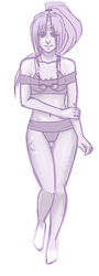 Size: 394x1100 | Tagged: safe, artist:blueteardrop, twilight sparkle, human, g4, bikini, clothes, glasses, horn, horned humanization, humanized, swimsuit