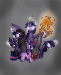 Size: 2689x3305 | Tagged: dead source, safe, artist:alicjaspring, clover the clever, twilight sparkle, alicorn, pony, rapidash, g4, female, floppy ears, future twilight, mare, traditional art, twilight snapple, twilight sparkle (alicorn)