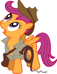Size: 4631x6000 | Tagged: safe, artist:masem, idw, scootaloo, pony, g4, absurd resolution, adventurer, idw showified, indiana jones, simple background, solo, transparent background, vector