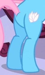 Size: 218x363 | Tagged: safe, screencap, lotus blossom, earth pony, pony, g4, green isn't your color, animation error, butt, cropped, female, lotus bottom, lotus butt, mare, plot, solo, spa, spa pony