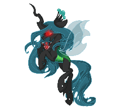 Size: 920x788 | Tagged: safe, artist:luga12345, queen chrysalis, changeling, changeling queen, g4, alicorn amulet, animated, female, glowing eyes, open mouth, profile, red eyes take warning, simple background, solo, transparent background