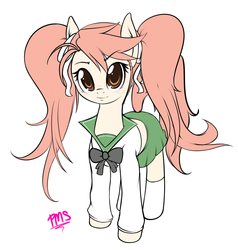 Size: 1216x1278 | Tagged: safe, artist:psychoticmindsystem, pony, clothes, glasses, high school of the dead, ponified, schoolgirl