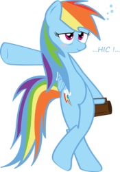 Size: 1769x2531 | Tagged: safe, artist:hoodie-stalker, rainbow dash, pegasus, pony, g4, backwards cutie mark, bipedal, cider, dashaholic, drunk, drunker dash, female, solo