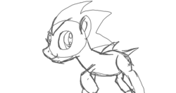 Size: 2040x1080 | Tagged: safe, artist:xxmobianequinexx, earth pony, pony, grayscale, looking at you, male, monochrome, ponified, raised hoof, simple background, sketch, smiling, solo, sonic the hedgehog, sonic the hedgehog (series), stallion, white background, wip