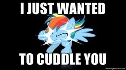 Size: 400x224 | Tagged: safe, rainbow dash, g4, bronybait, hug, image macro