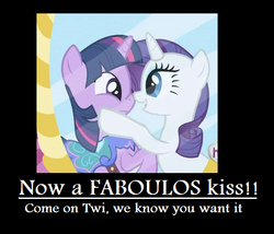 Size: 569x487 | Tagged: safe, rarity, twilight sparkle, g4, female, lesbian, motivational poster, ship:rarilight, shipping