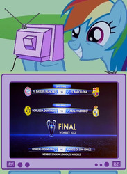 Size: 511x700 | Tagged: safe, rainbow dash, g4, barcelona, bayern munich, borussia dortmund, exploitable meme, football, real madrid, tv meme, uefa champions league