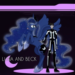 Size: 1200x1198 | Tagged: safe, artist:liliy, princess luna, human, g4, beck, crossover, tron, tron uprising