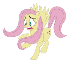 Size: 1920x1728 | Tagged: safe, artist:blackdarkrain, fluttershy, pegasus, pony, g4, female, mare, open mouth, scared, simple background, solo, spread wings, transparent background, wings