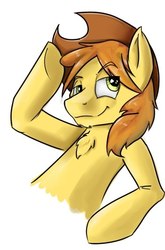 Size: 353x536 | Tagged: safe, artist:dlw, braeburn, earth pony, pony, g4, chest fluff, hat, male, simple background, smiling, solo, stallion, white background