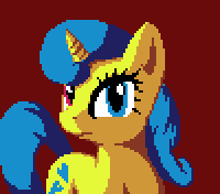 Size: 200x176 | Tagged: safe, artist:friendlyfirefox, lemon hearts, g4, 30 minute art challenge, heterochromia, pixel art