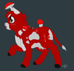 Size: 957x911 | Tagged: safe, artist:nessia, cow, mooshroom, minecraft, mushroom, ponified, raised hoof, solo, udder