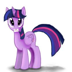 Size: 600x600 | Tagged: safe, artist:kyle23emma, twilight sparkle, alicorn, pony, g4, female, hug request, mare, mouth hold, note, solo, twilight sparkle (alicorn)